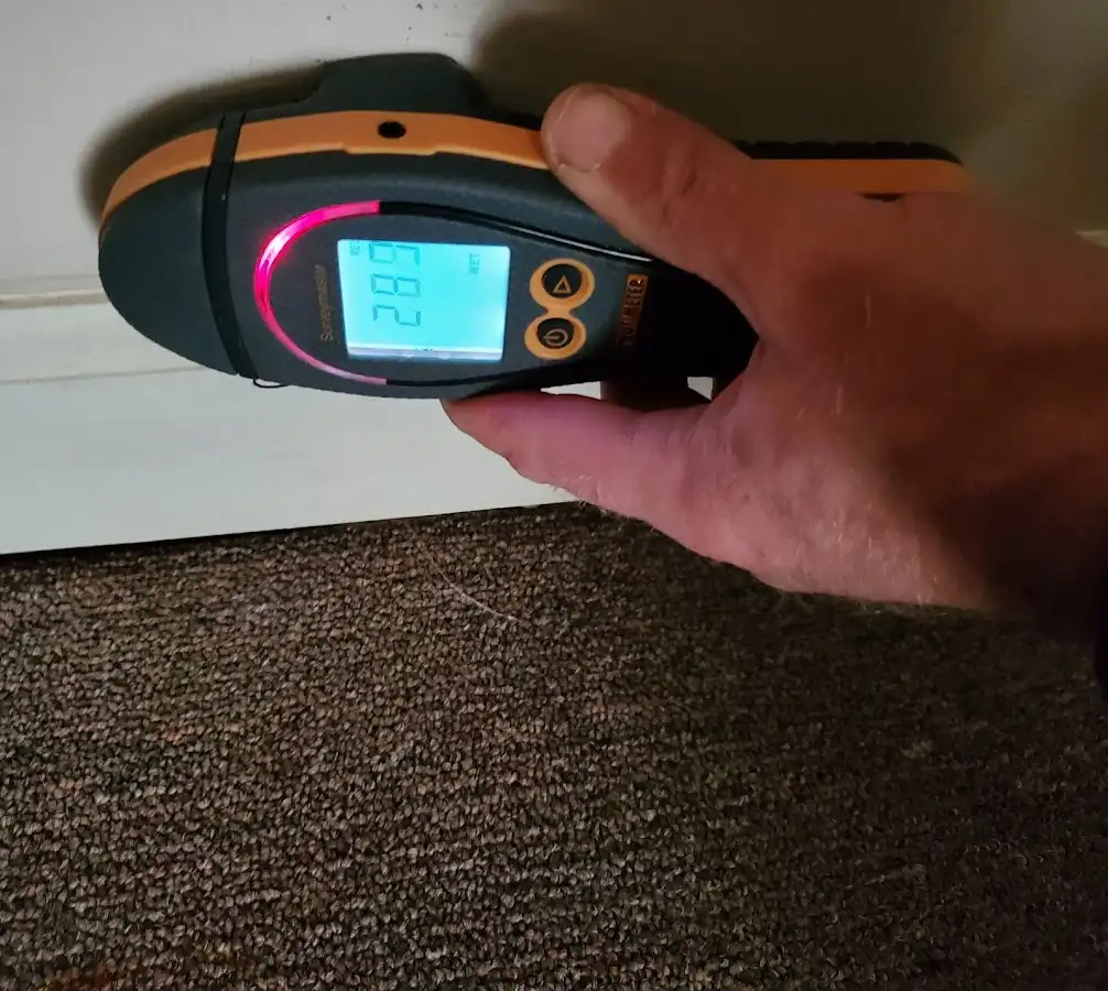 Moisture detection at baseboard during Mold Inspection & Testing in Pequea